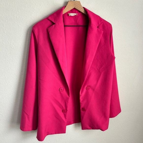 Altar'd State Oversized Open Front Hot Pink Blazer Jacket Size Small - Picture 1 of 7